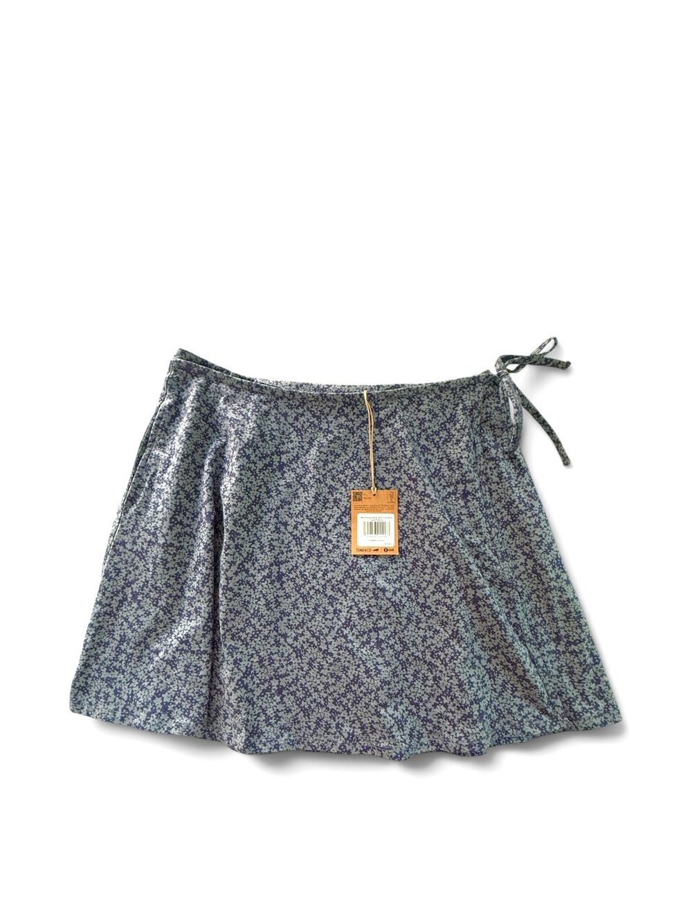 Toad&Co Freesia Wrap Skirt Blue Floral Faux Wrap size XL - NEW - Pin Hole